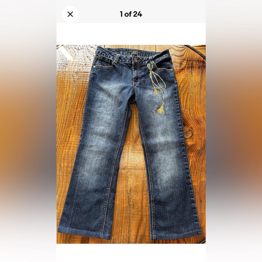 Southpole Women's 30x27 Tassel Embroidery Straight Leg Designer Jeans